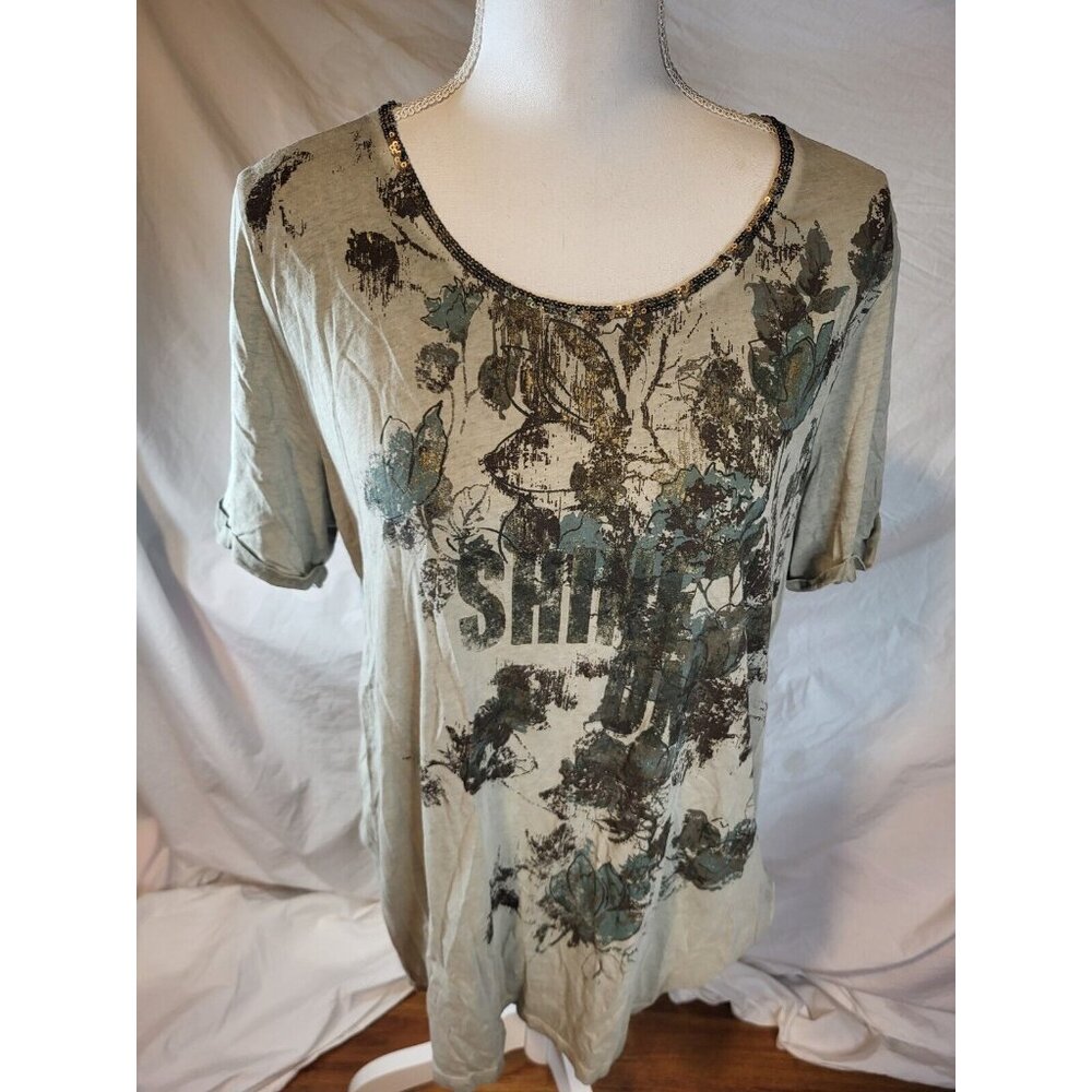 Monari Italia Size Large Gray "Shine‎ On" Top